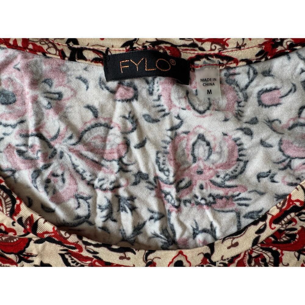 Fylo Blouse Medium Paprika Floral Short Sleeve NWT - Picture 5 of 8